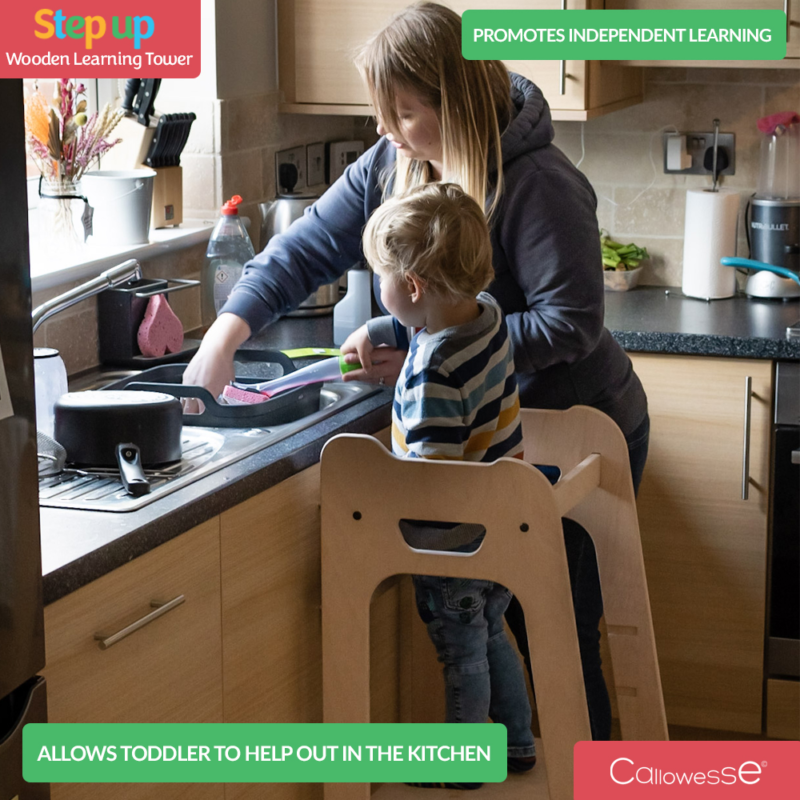 Callowesse Step-Up Wooden Learning Tower – Kitchen Helper for Toddlers - Image 5