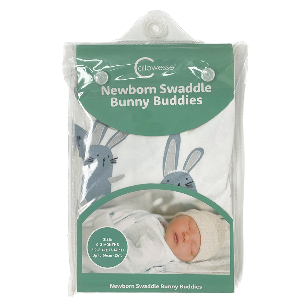 Callowesse Newborn Baby Swaddle - 0-3 Months - Bunny Buddies