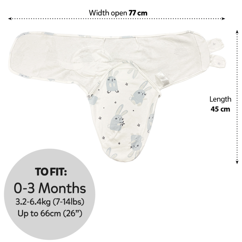 Callowesse Newborn Baby Swaddle - 0-3 Months - Bunny Buddies - Image 7