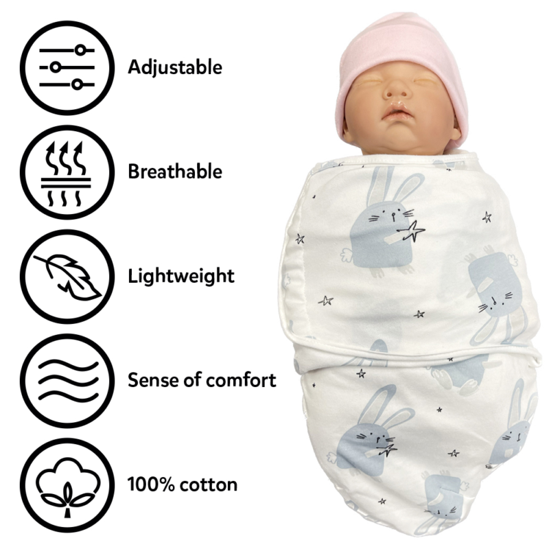 Callowesse Newborn Baby Swaddle - 0-3 Months - Bunny Buddies - Image 5