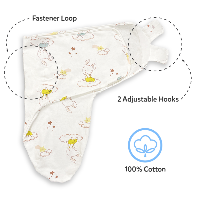 Callowesse Newborn Baby Swaddle - 0-3 Months - Bunny Dreams - Image 8