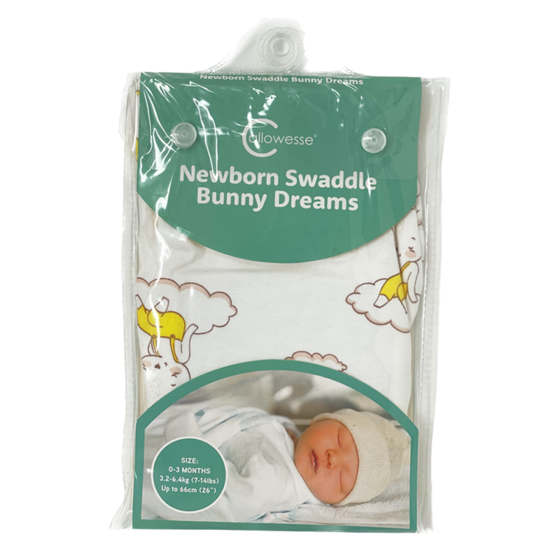 Callowesse Newborn Baby Swaddle - 0-3 Months - Bunny Dreams - Image 6