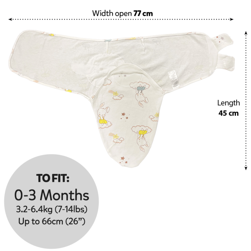 Callowesse Newborn Baby Swaddle - 0-3 Months - Bunny Dreams - Image 7