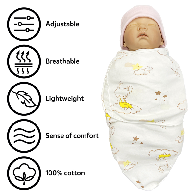 Callowesse Newborn Baby Swaddle - 0-3 Months - Bunny Dreams - Image 5
