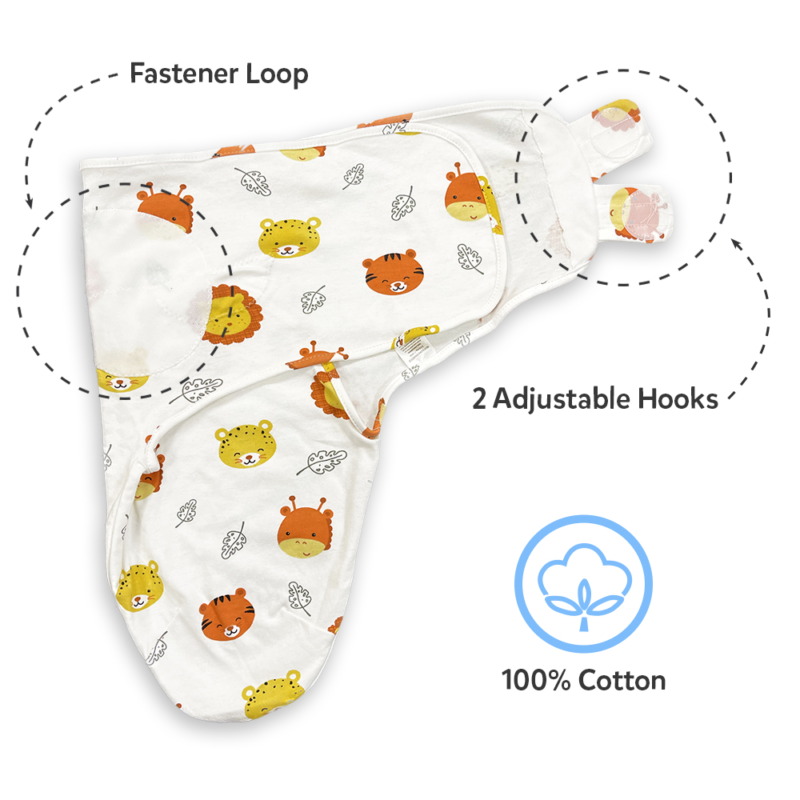Callowesse Newborn Baby Swaddle - 0-3 Months - Safari Friends - Image 8
