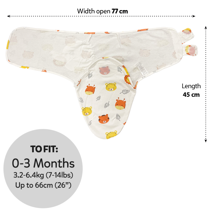 Callowesse Newborn Baby Swaddle - 0-3 Months - Safari Friends - Image 7