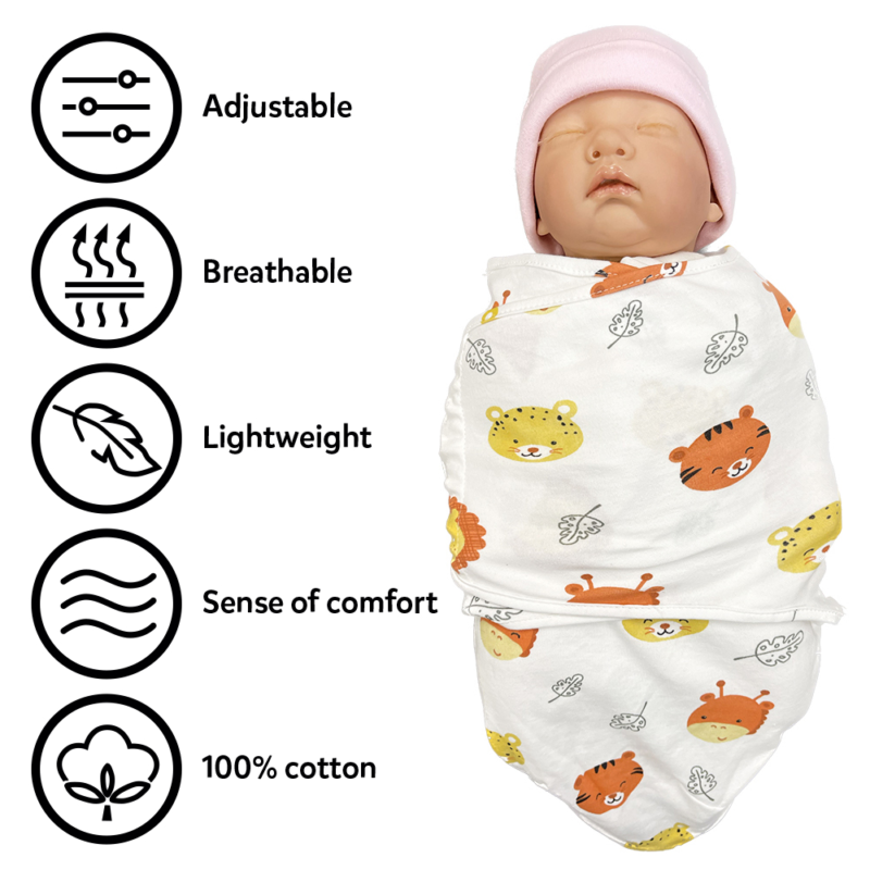 Callowesse Newborn Baby Swaddle - 0-3 Months - Safari Friends - Image 5