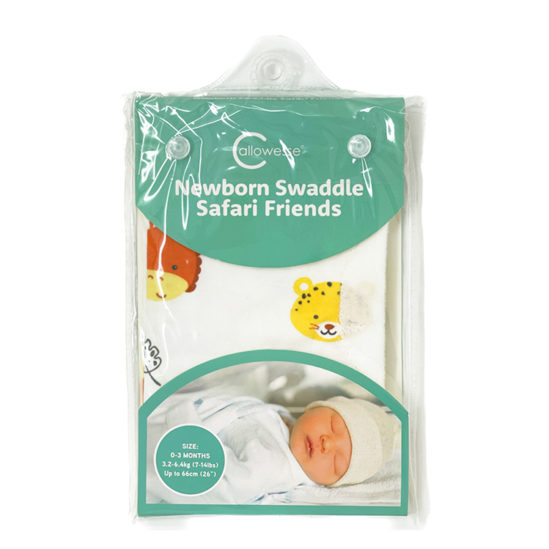 Callowesse Newborn Baby Swaddle - 0-3 Months - Safari Friends - Image 6